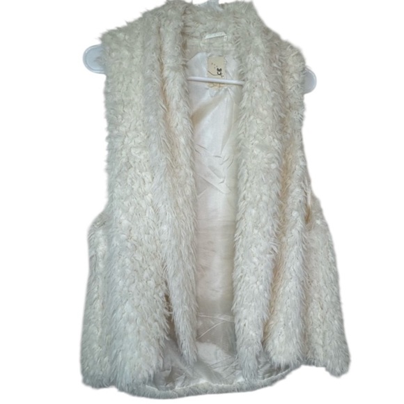 Pink Owl Faux Fur Swing Vest Ivory Size L - Picture 1 of 14